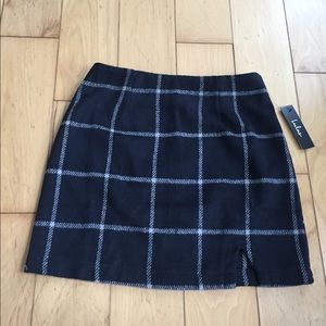 Blue plaid mini skirt